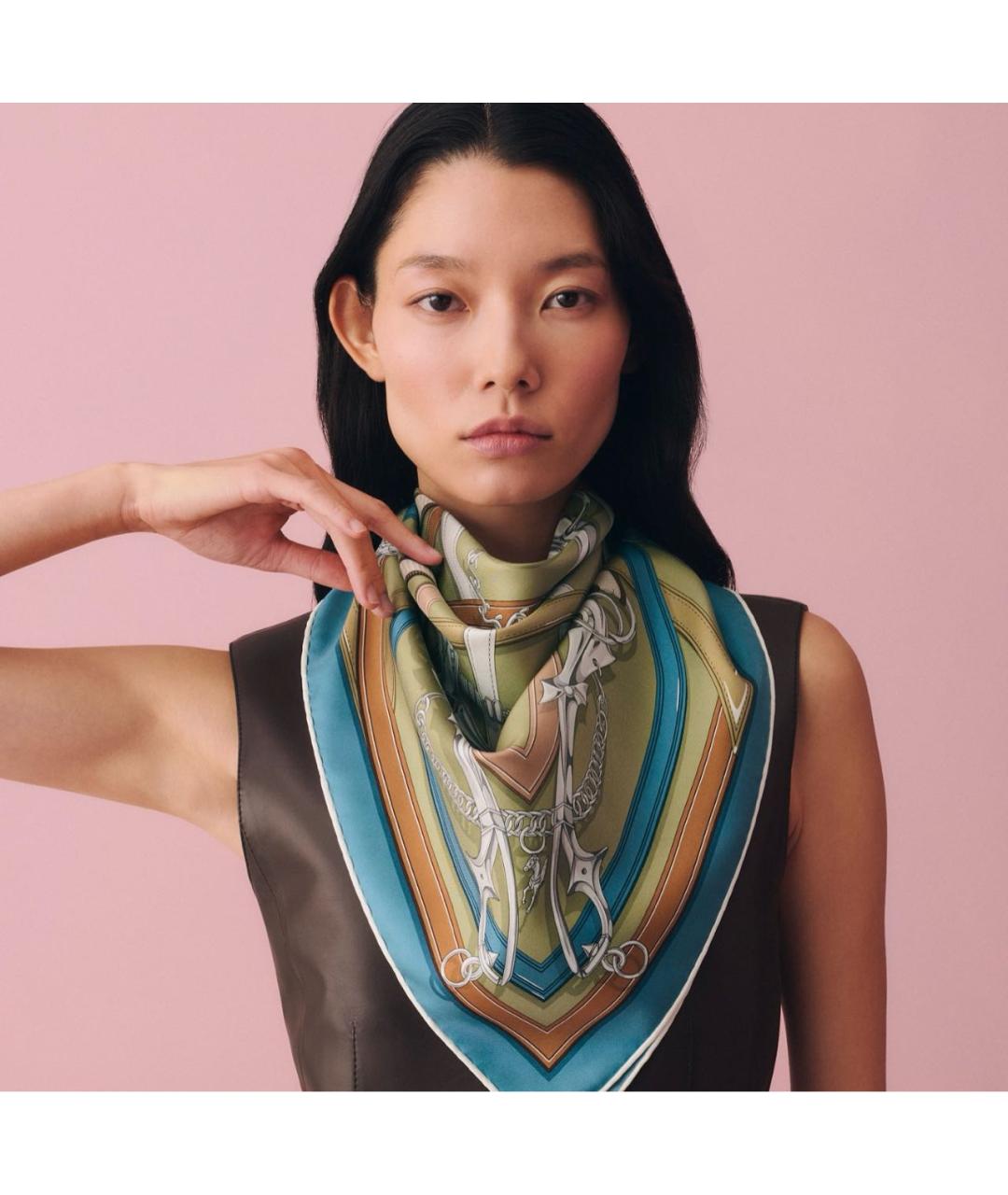 HERMES Мульти шелковый платок, фото 3