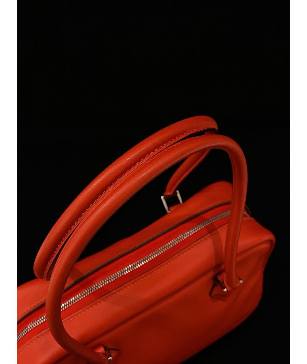 HERMES Оранжевая кожаная сумка тоут, фото 5