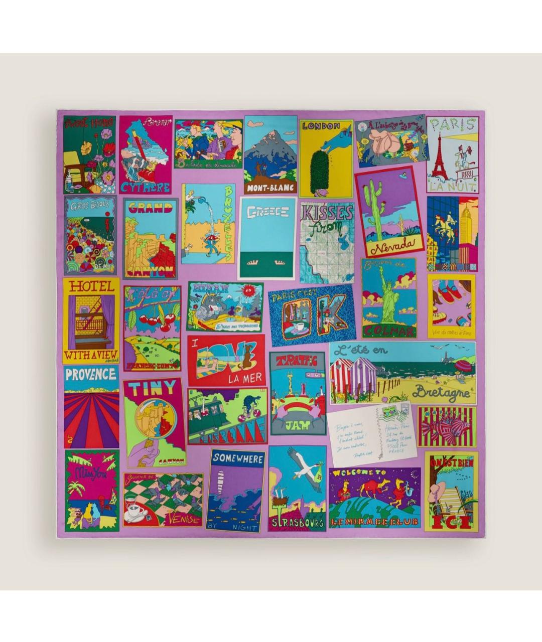 HERMES Мульти шелковый платок, фото 6