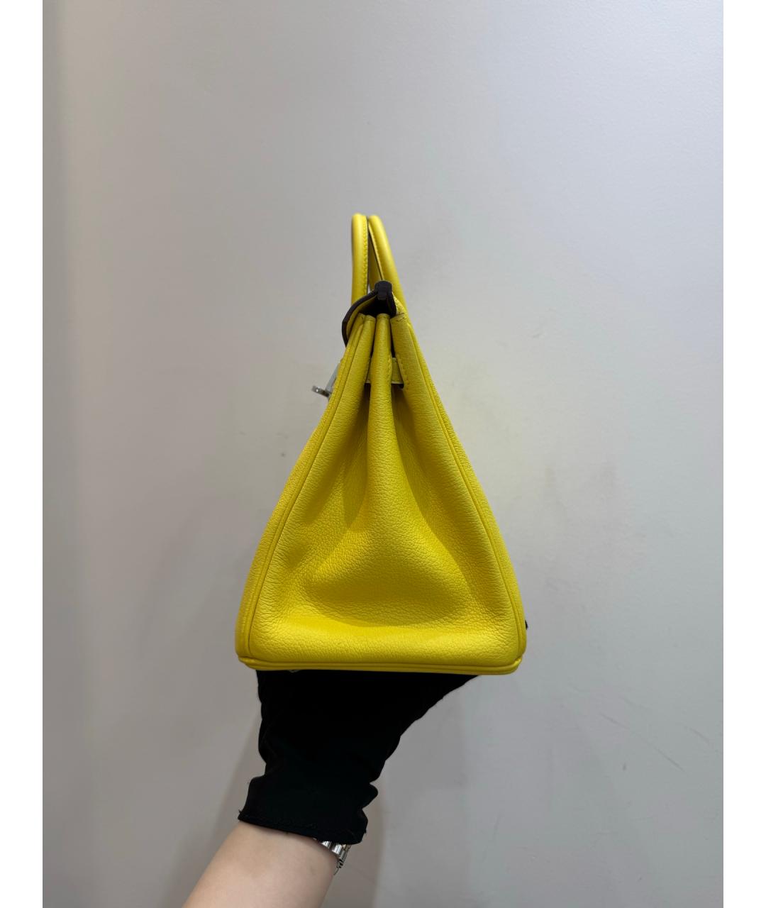 HERMES Желтая кожаная сумка тоут, фото 3