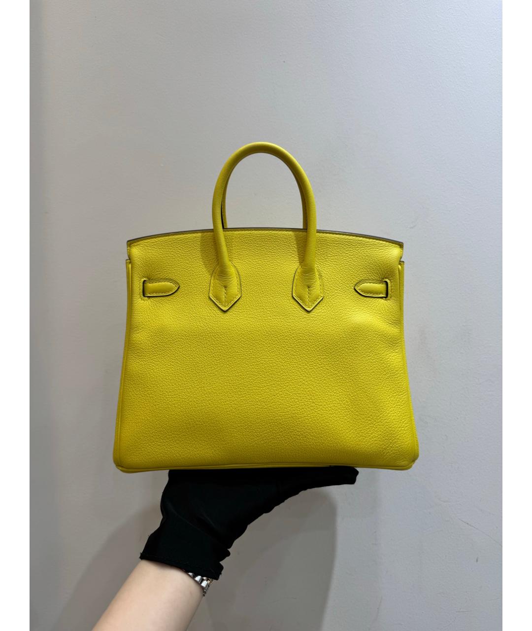 HERMES Желтая кожаная сумка тоут, фото 2