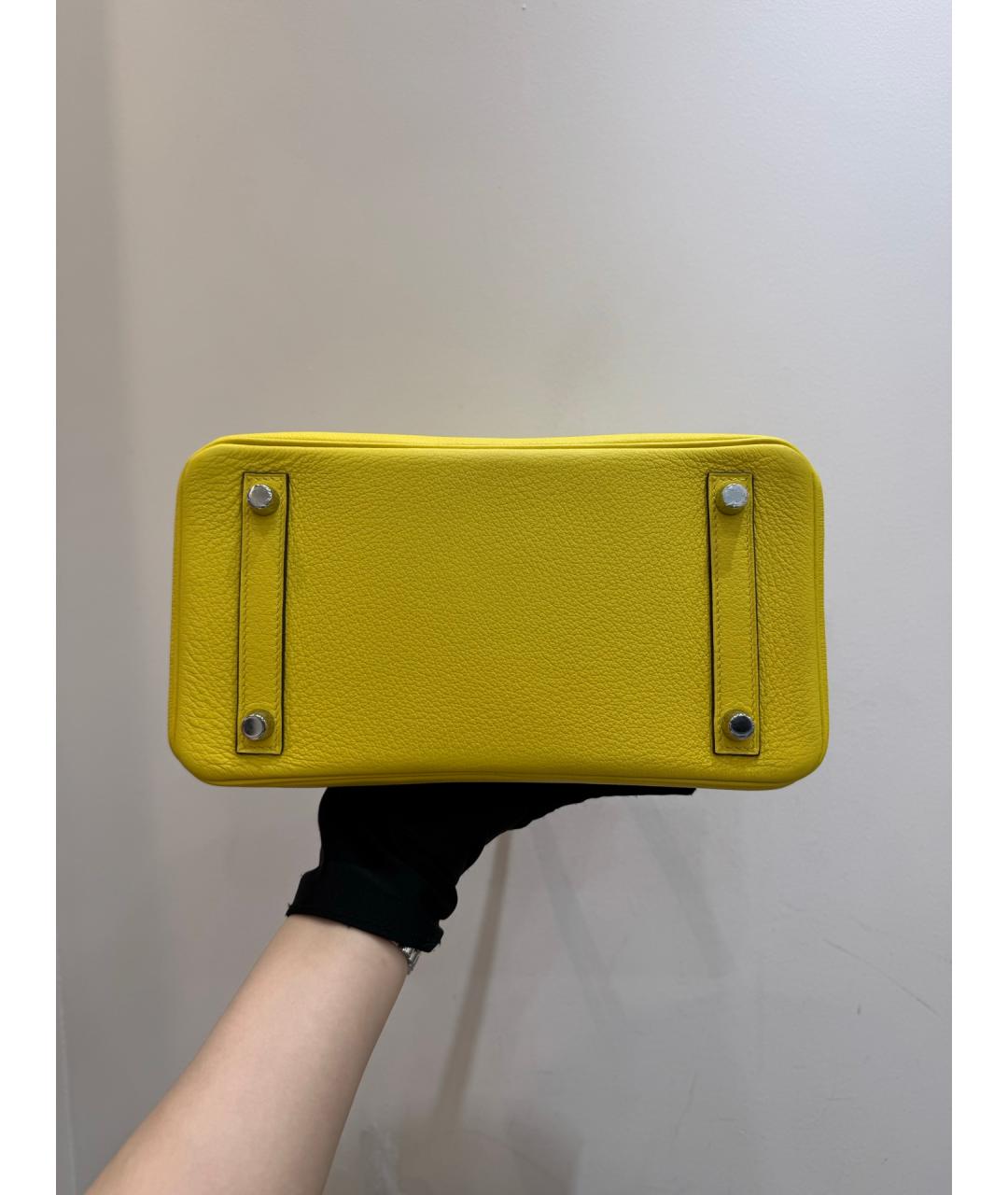 HERMES Желтая кожаная сумка тоут, фото 5