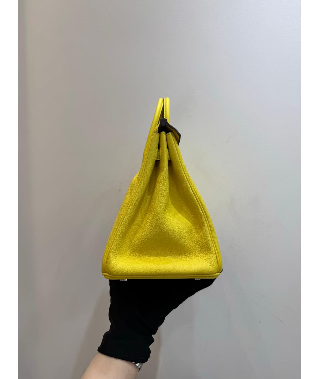 HERMES Желтая кожаная сумка тоут, фото 4