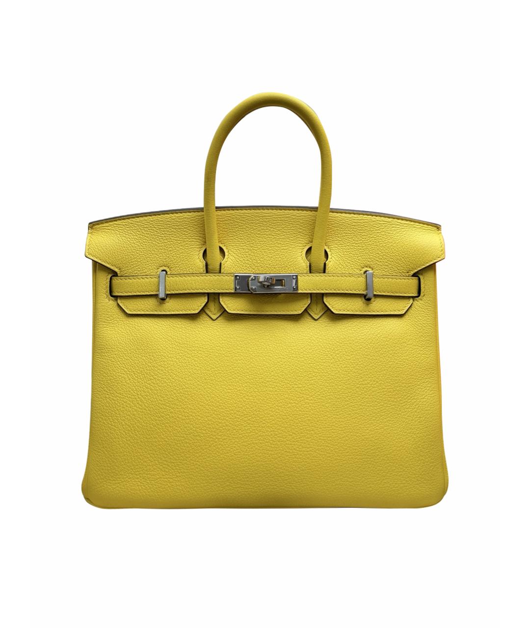 HERMES Желтая кожаная сумка тоут, фото 1