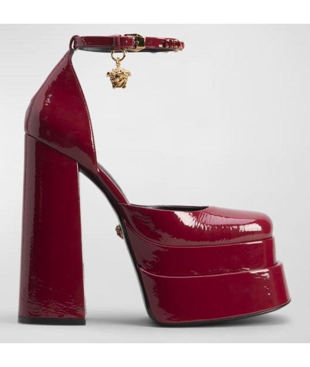 VERSACE Бордовые кожаные туфли, фото 6