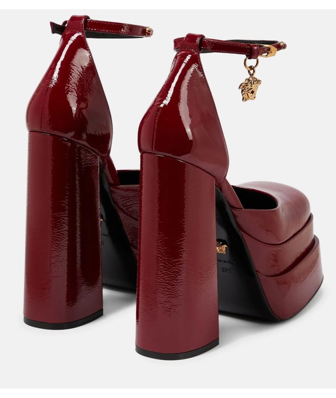 VERSACE Бордовые кожаные туфли, фото 5