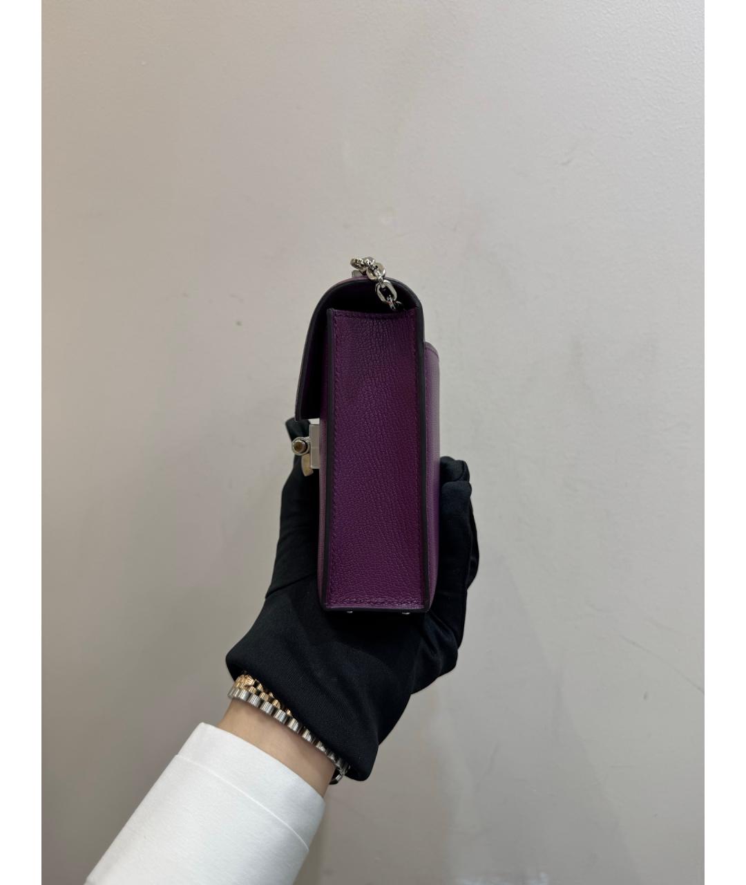 HERMES Фиолетовая кожаная сумка через плечо, фото 4