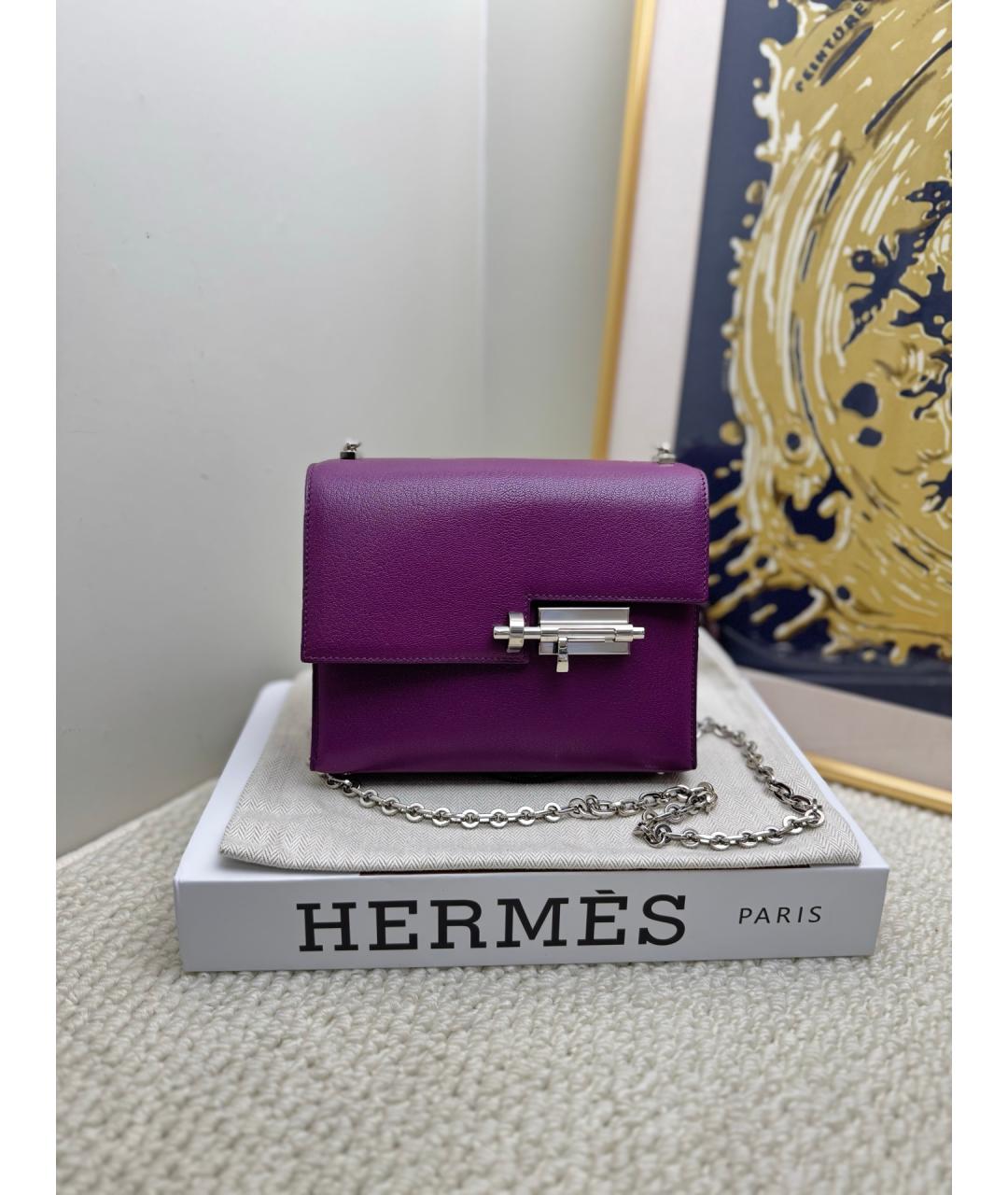 HERMES Фиолетовая кожаная сумка через плечо, фото 8