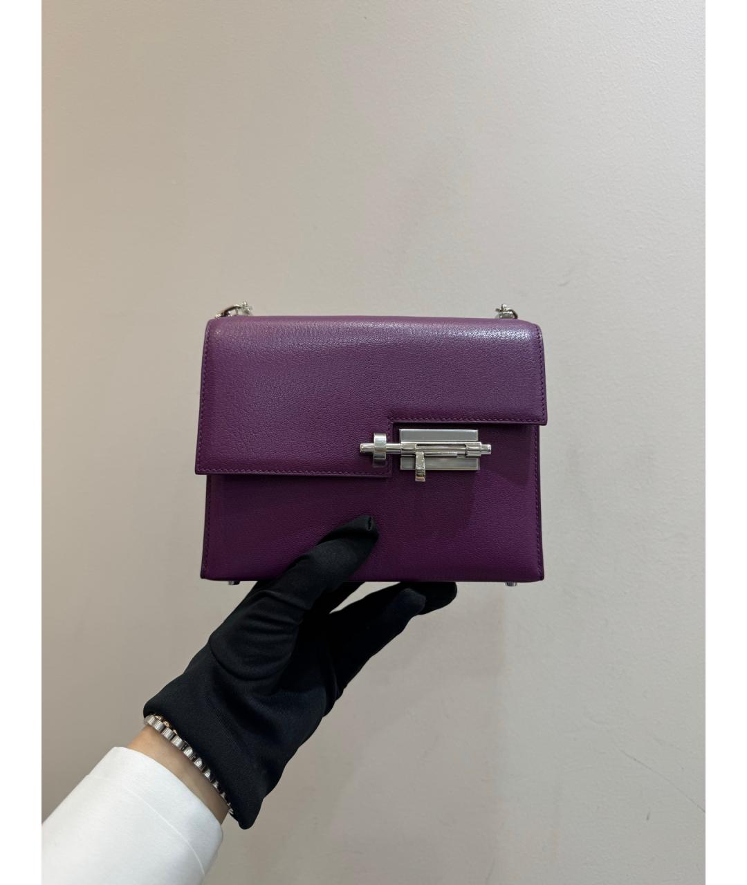 HERMES Фиолетовая кожаная сумка через плечо, фото 2