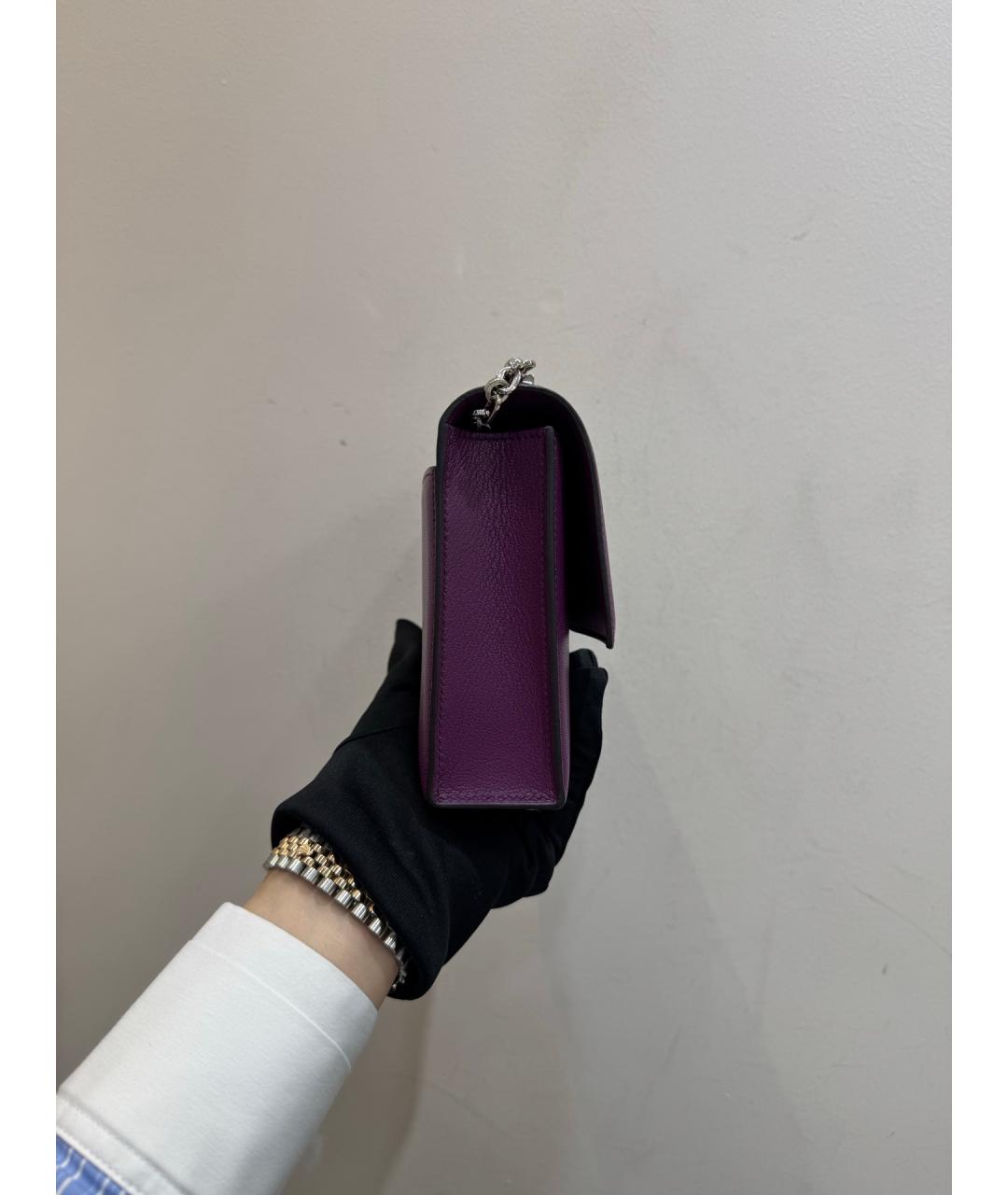 HERMES Фиолетовая кожаная сумка через плечо, фото 5