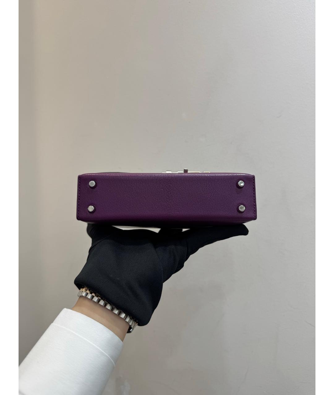 HERMES Фиолетовая кожаная сумка через плечо, фото 6