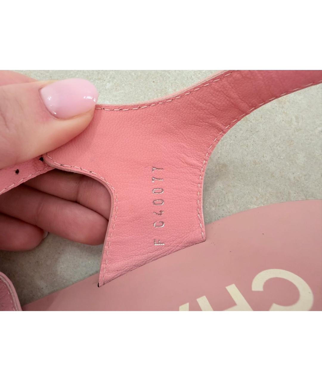 CHANEL Розовые кожаные сандалии, фото 4