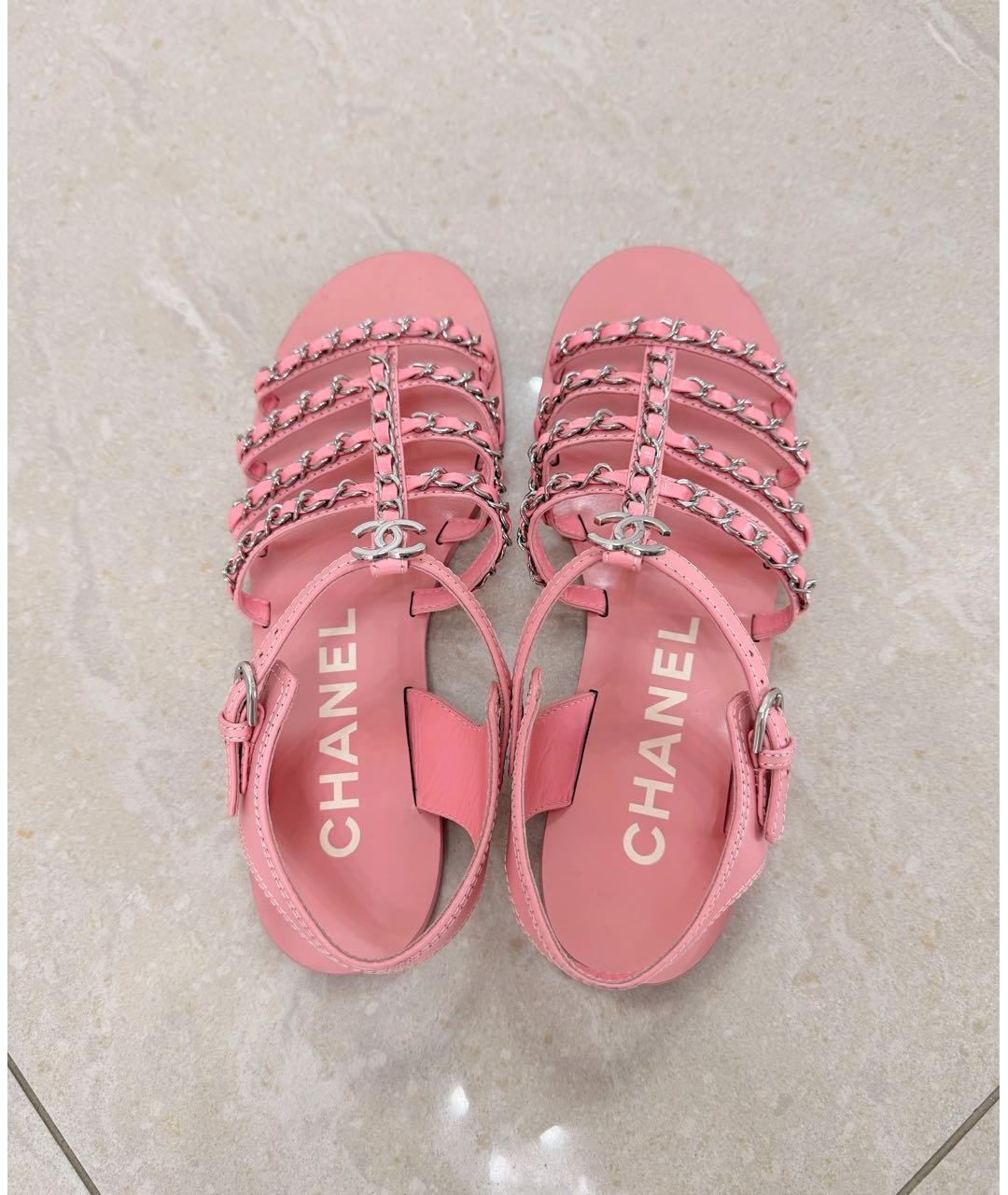 CHANEL Розовые кожаные сандалии, фото 2