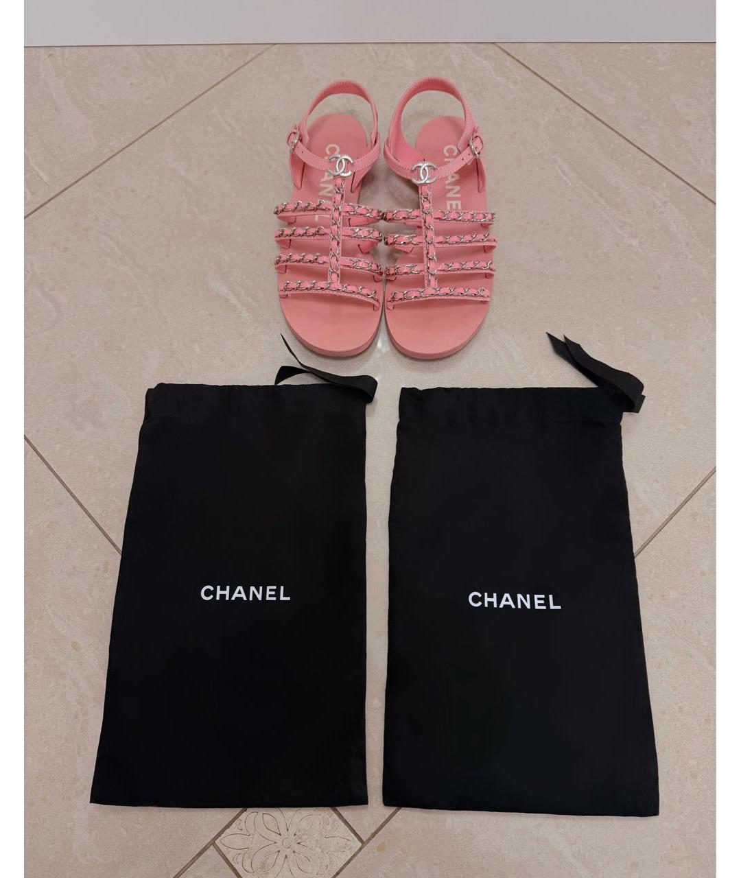 CHANEL Розовые кожаные сандалии, фото 3