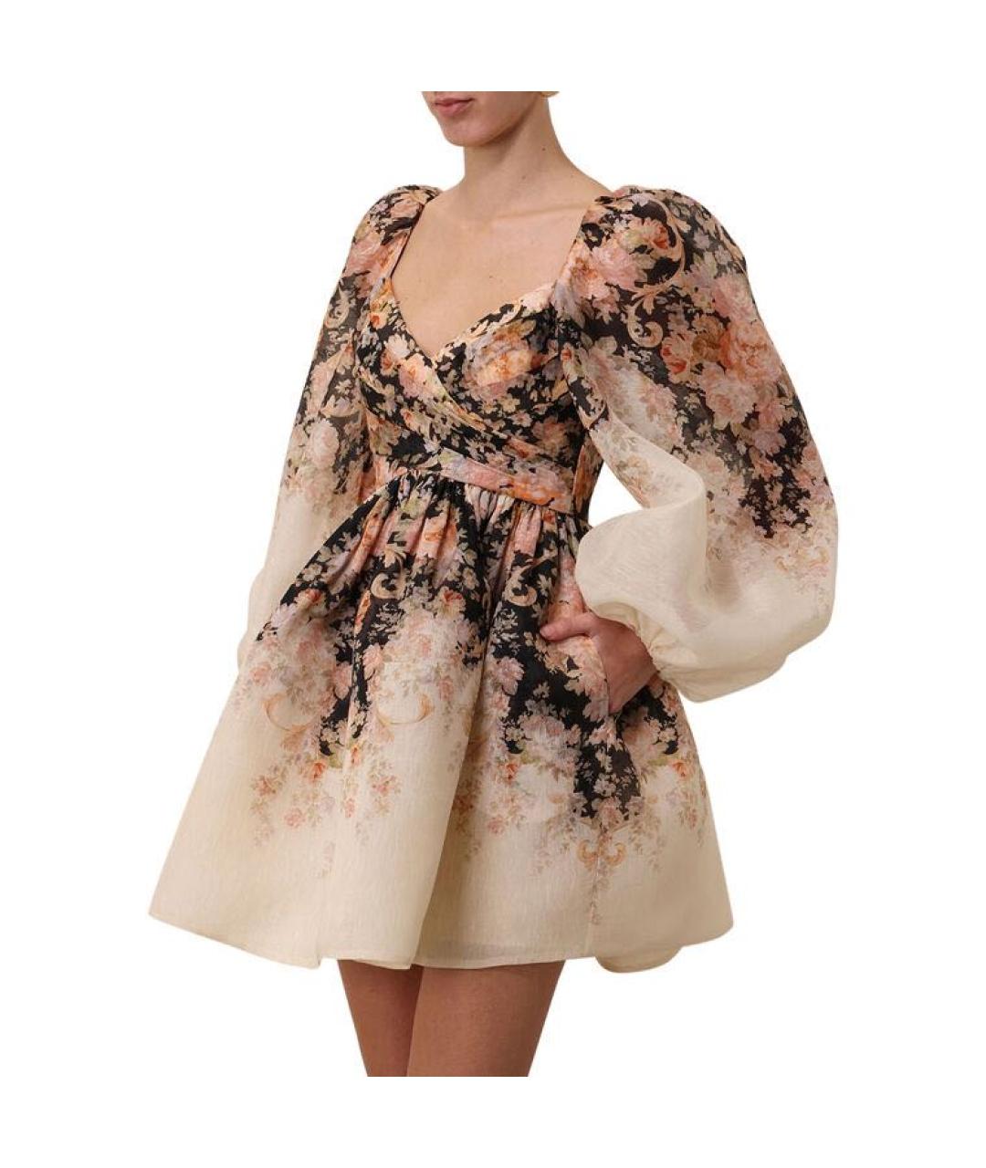 ZIMMERMANN Бежевое льняное коктейльное платье, фото 3