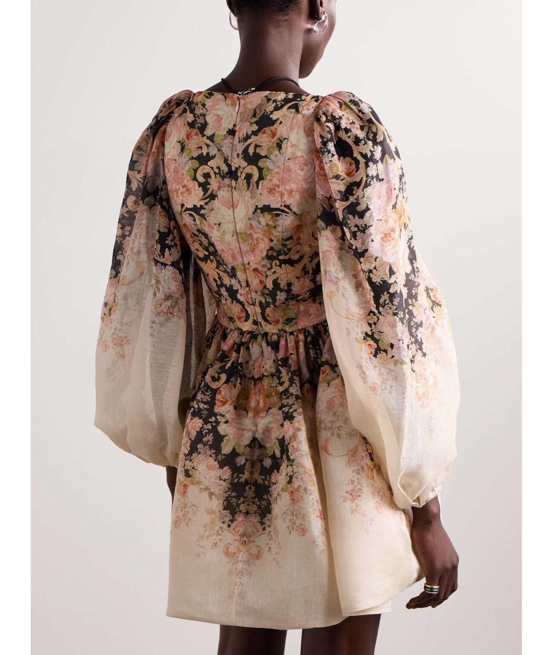 ZIMMERMANN Бежевое льняное коктейльное платье, фото 2