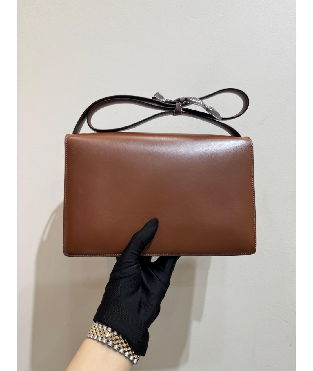 HERMES Коричневая кожаная сумка через плечо, фото 3