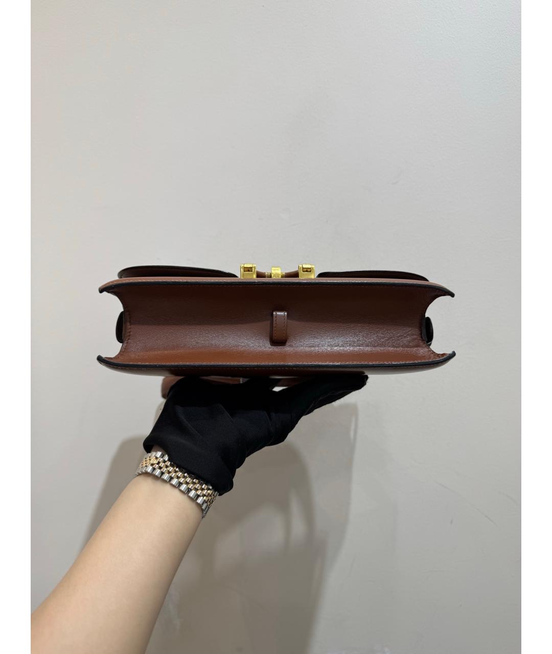 HERMES Коричневая кожаная сумка через плечо, фото 6