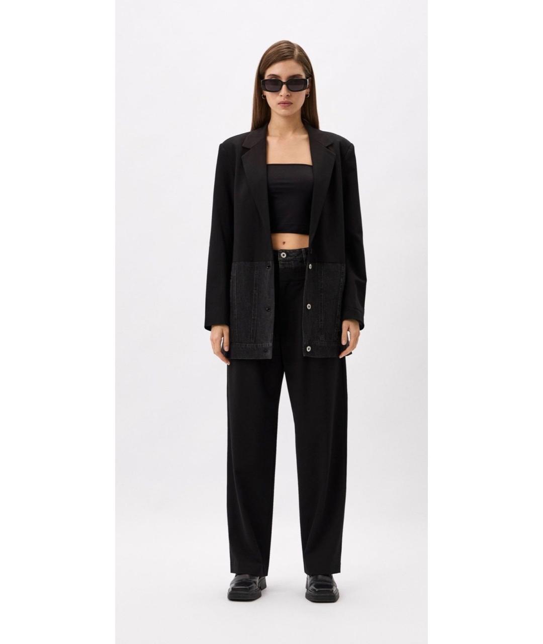 KARL LAGERFELD Черные полиэстеровые прямые брюки, фото 7