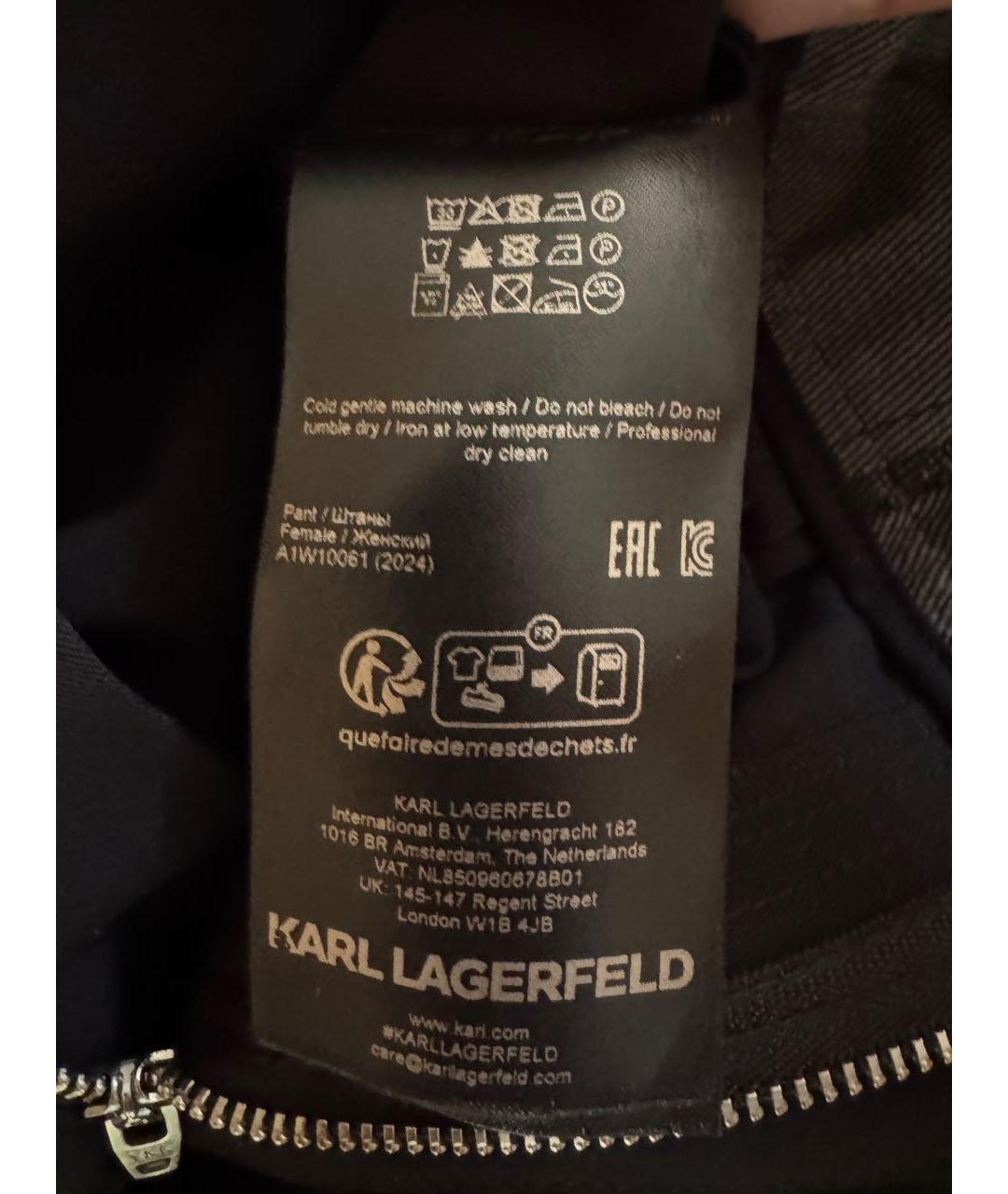 KARL LAGERFELD Черные полиэстеровые прямые брюки, фото 6