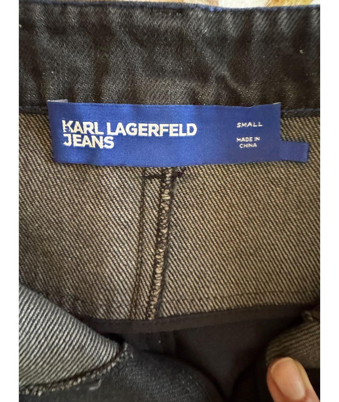 KARL LAGERFELD Черные полиэстеровые прямые брюки, фото 5