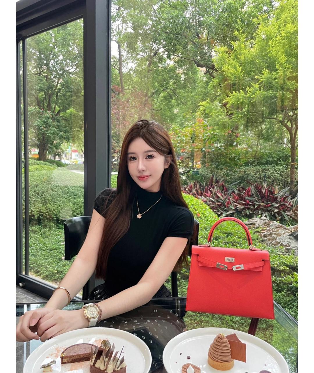 HERMES Розовая кожаная сумка тоут, фото 8