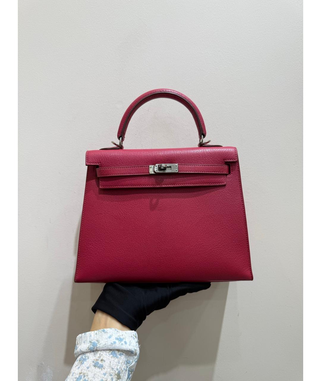 HERMES Розовая кожаная сумка тоут, фото 3