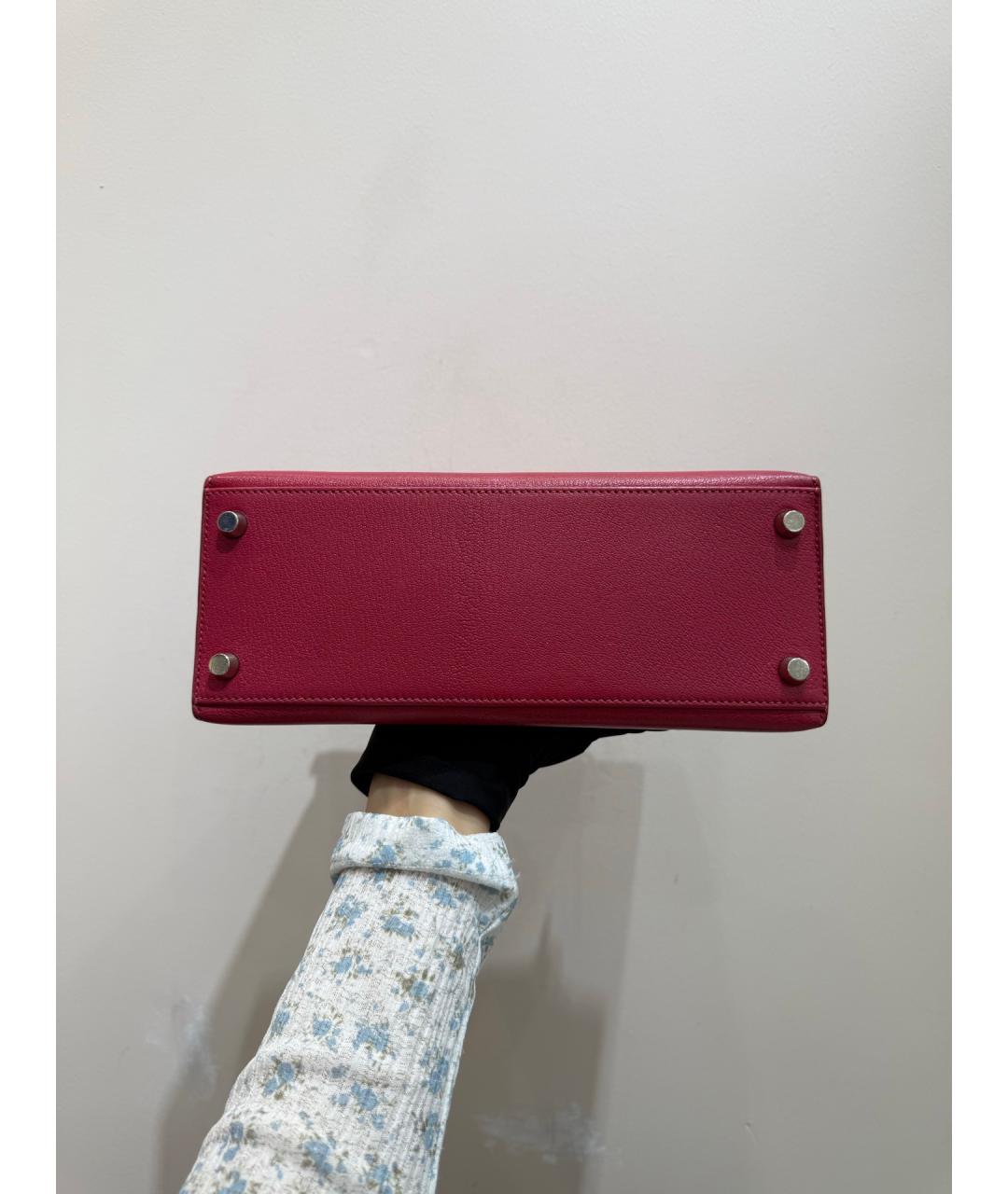 HERMES Розовая кожаная сумка тоут, фото 7