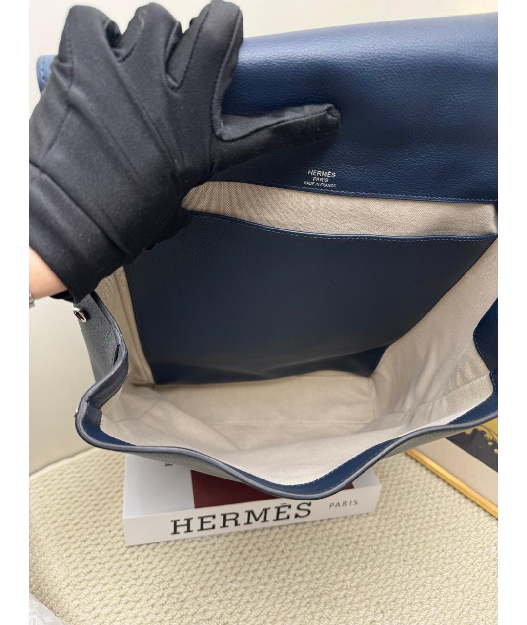 HERMES Синий кожаный рюкзак, фото 4