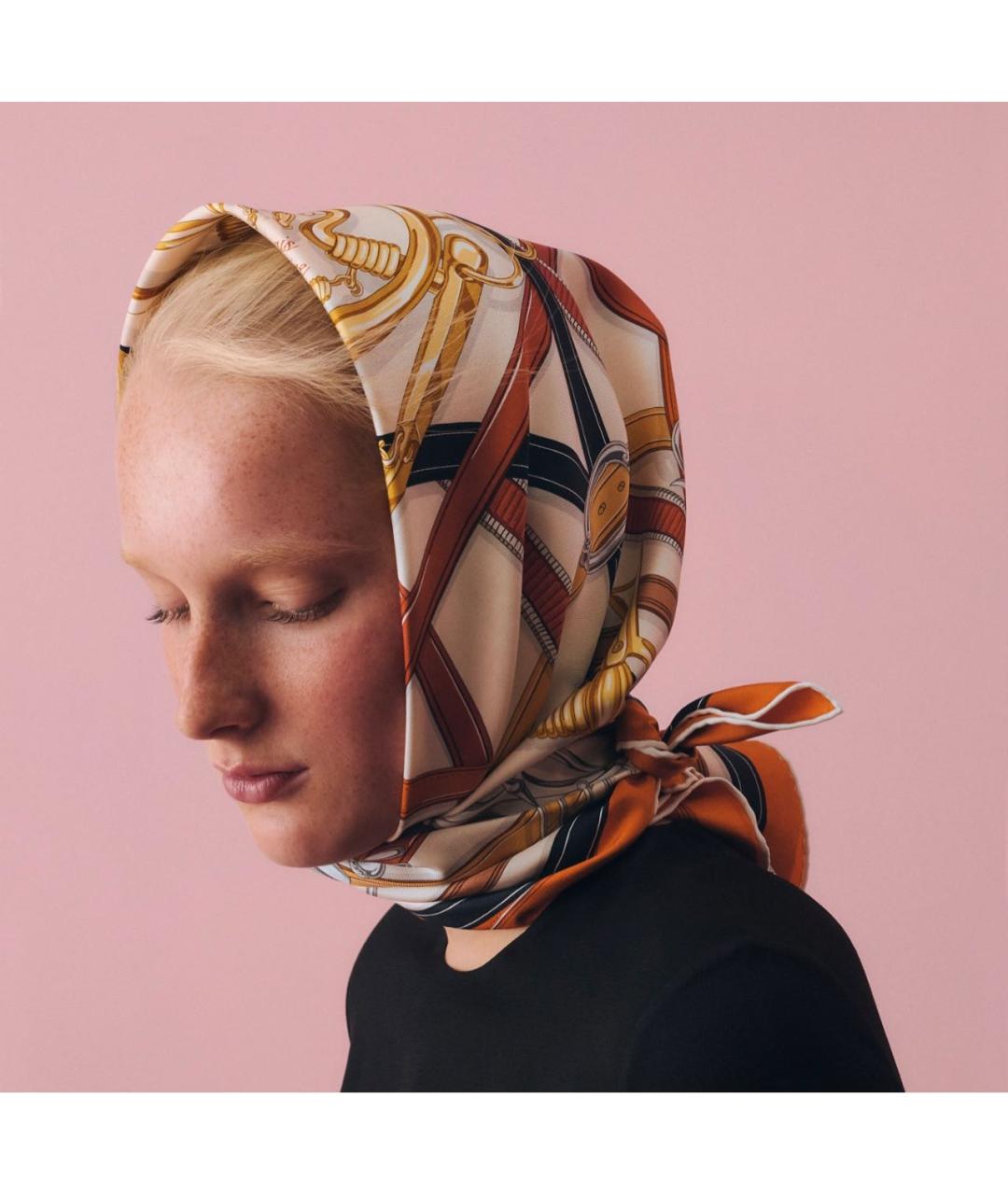 HERMES Мульти шелковый платок, фото 3