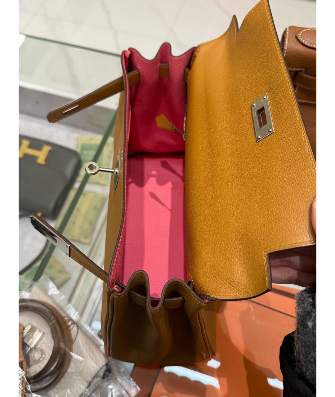 HERMES Хаки кожаная сумка тоут, фото 2