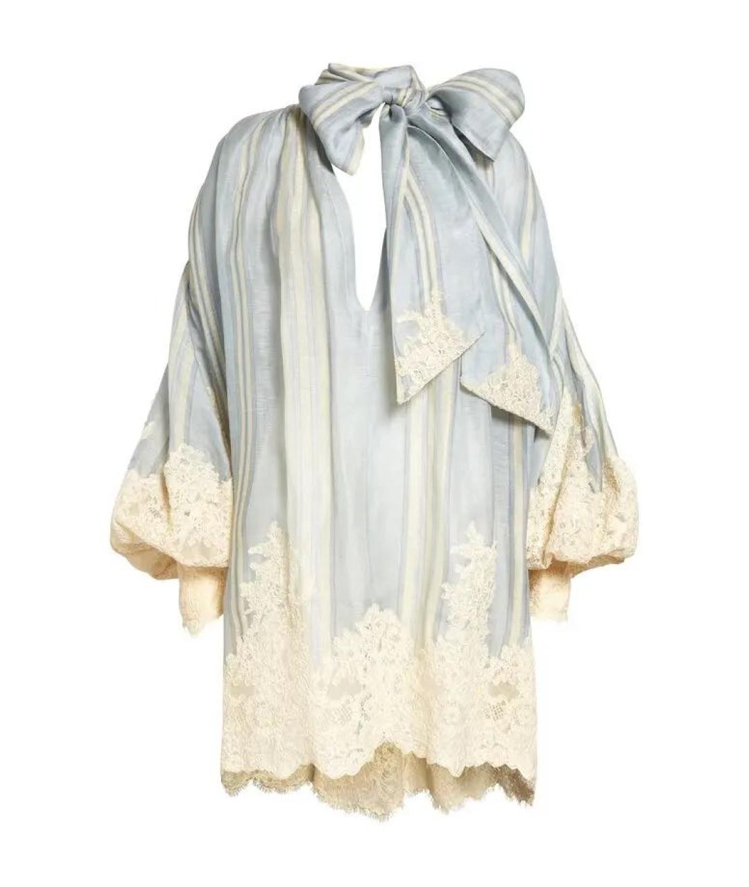ZIMMERMANN Голубое льняное коктейльное платье, фото 1