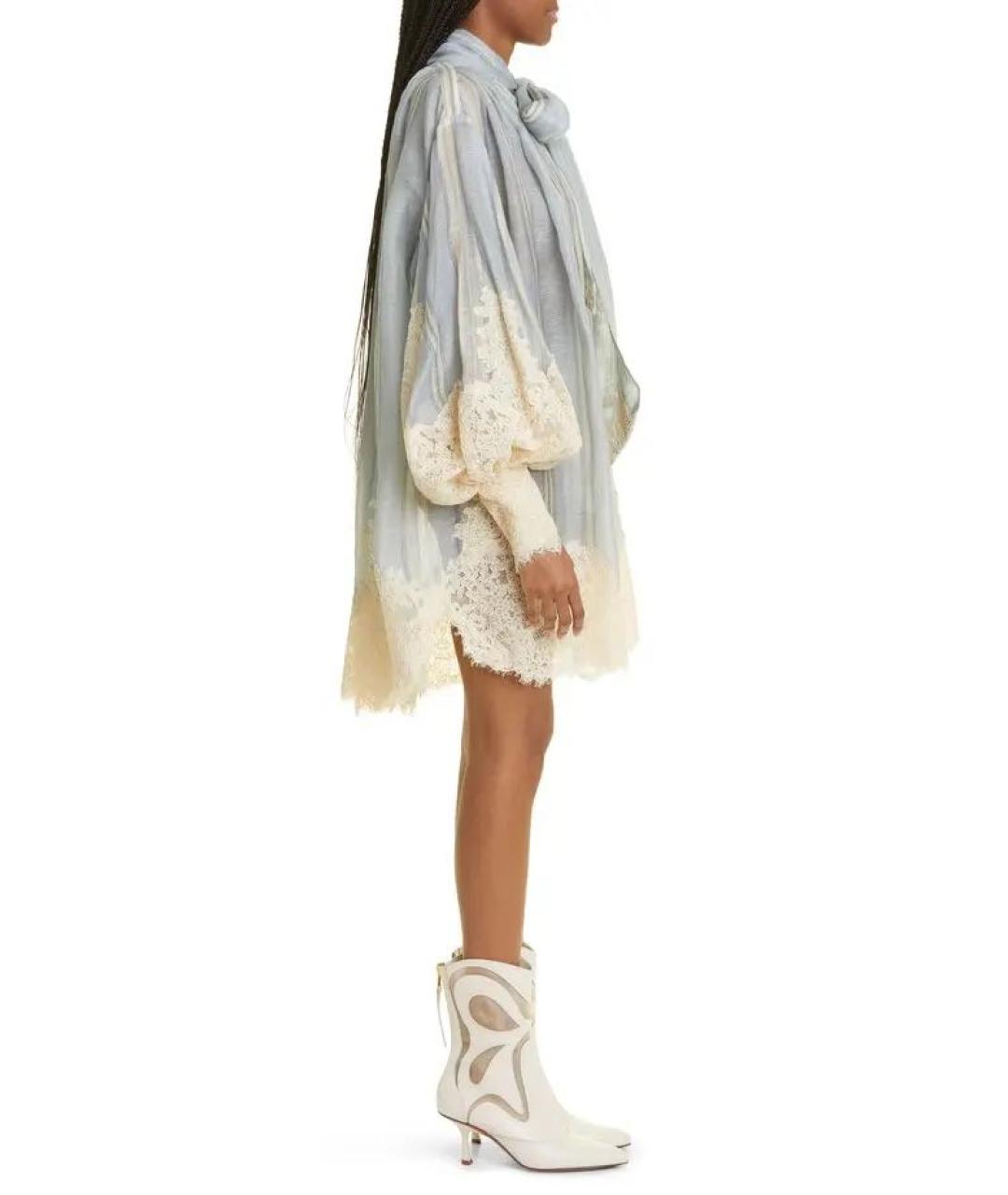 ZIMMERMANN Голубое льняное коктейльное платье, фото 5