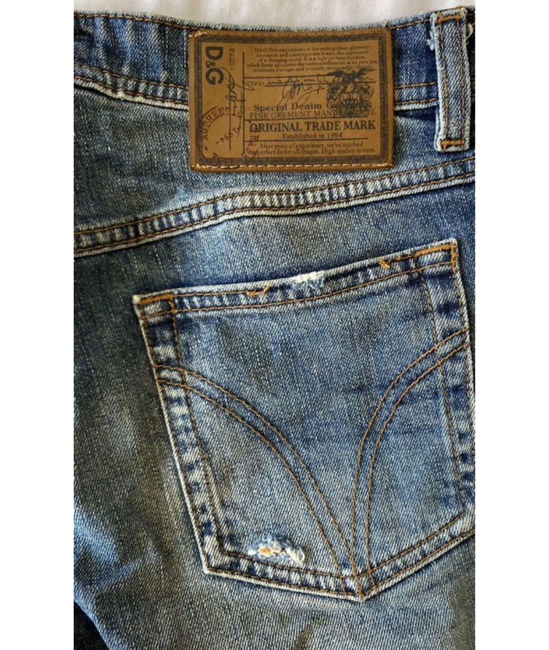 DOLCE&GABBANA Синие хлопковые прямые джинсы, фото 4