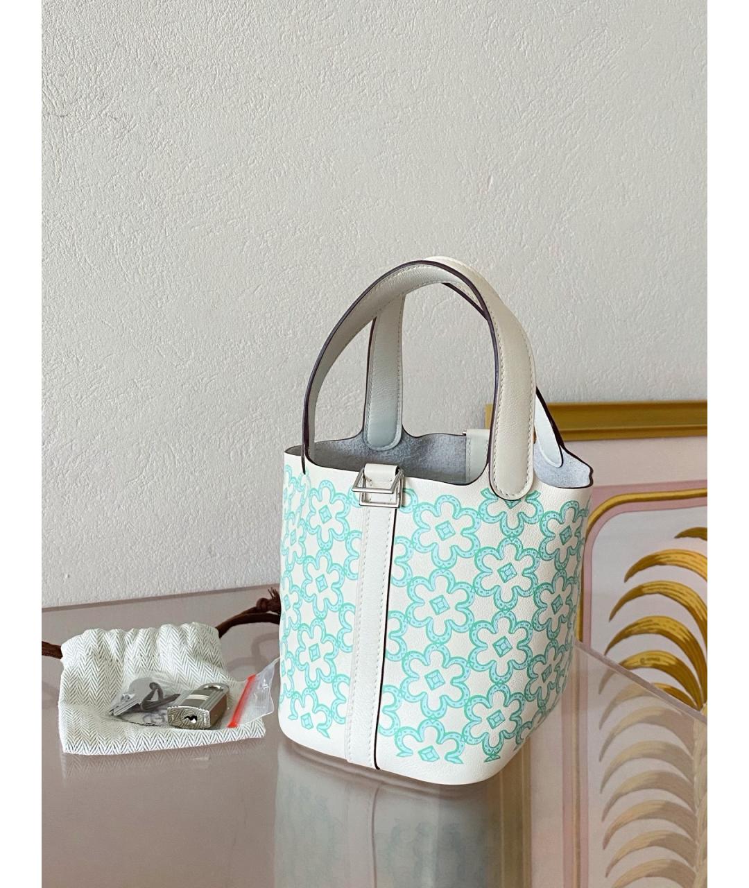 HERMES Белая кожаная сумка тоут, фото 5