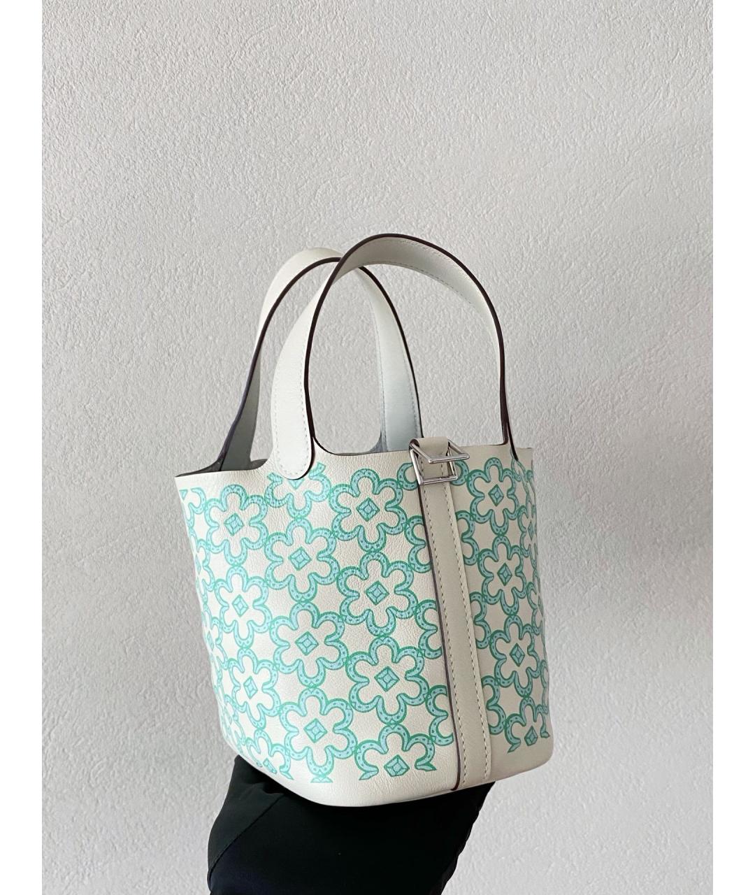 HERMES Белая кожаная сумка тоут, фото 4