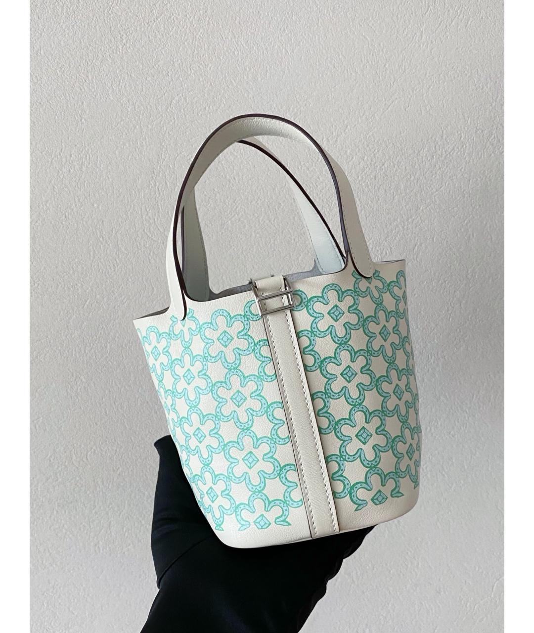 HERMES Белая кожаная сумка тоут, фото 3