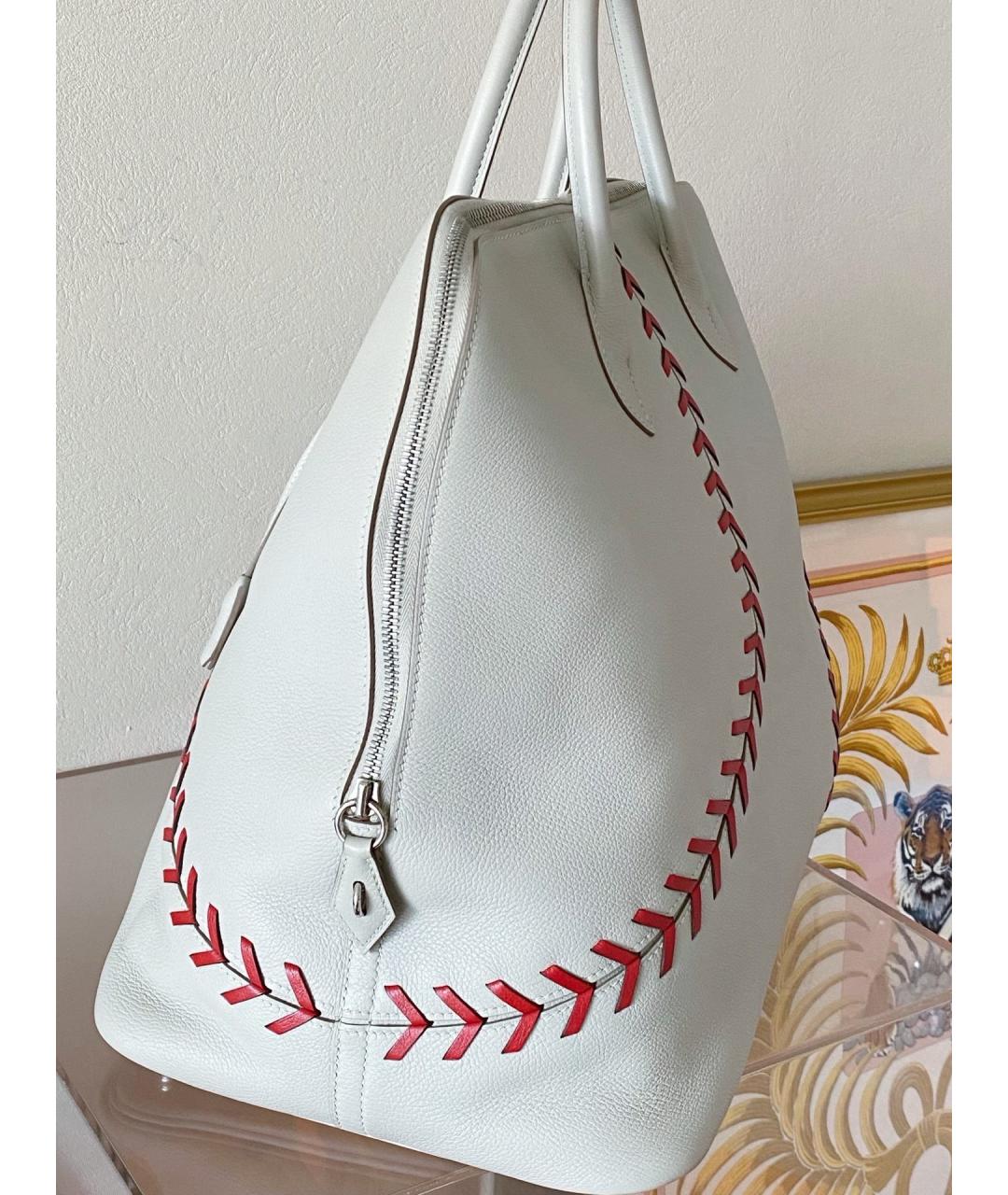 HERMES Серая кожаная сумка тоут, фото 4