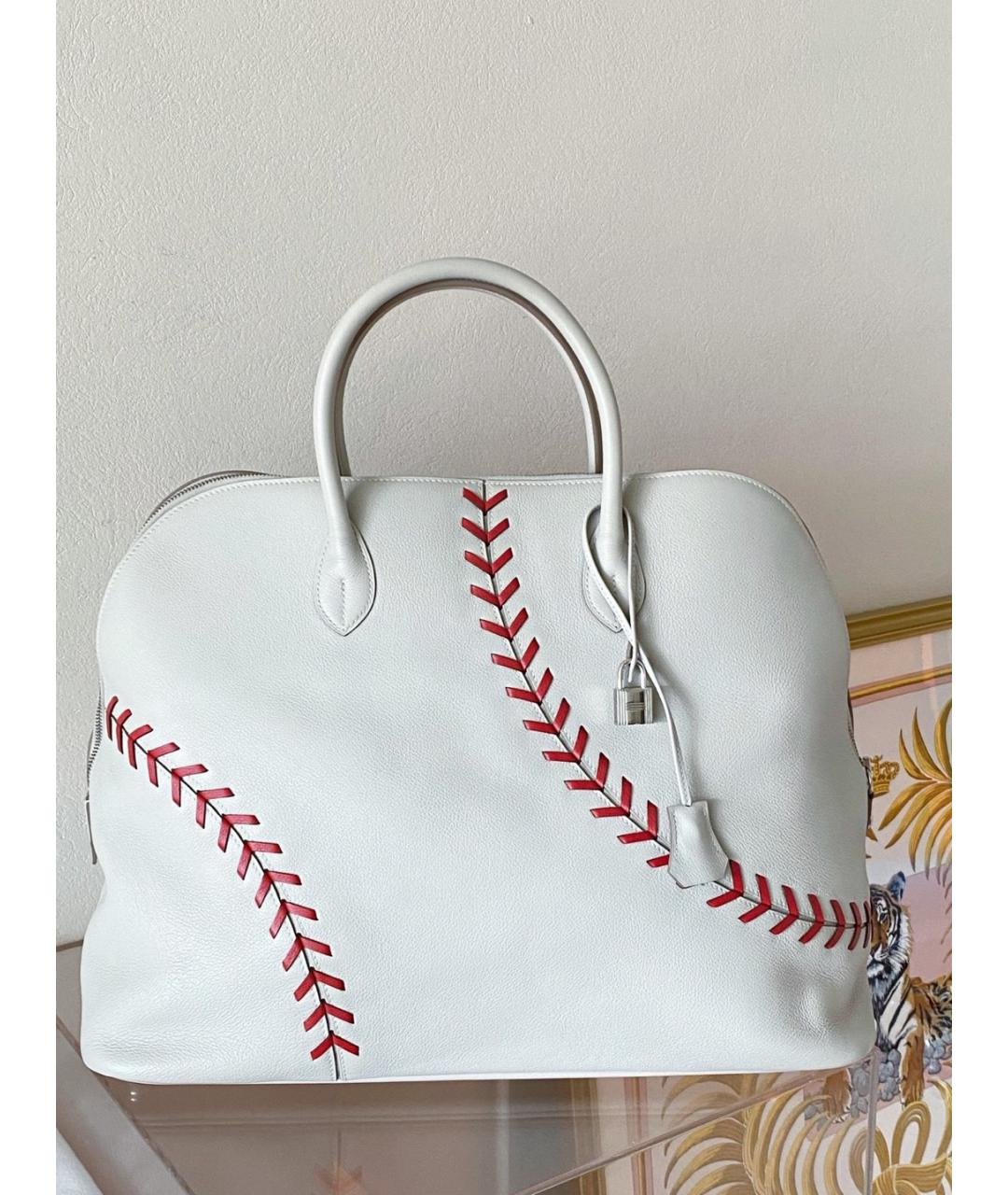 HERMES Серая кожаная сумка тоут, фото 6