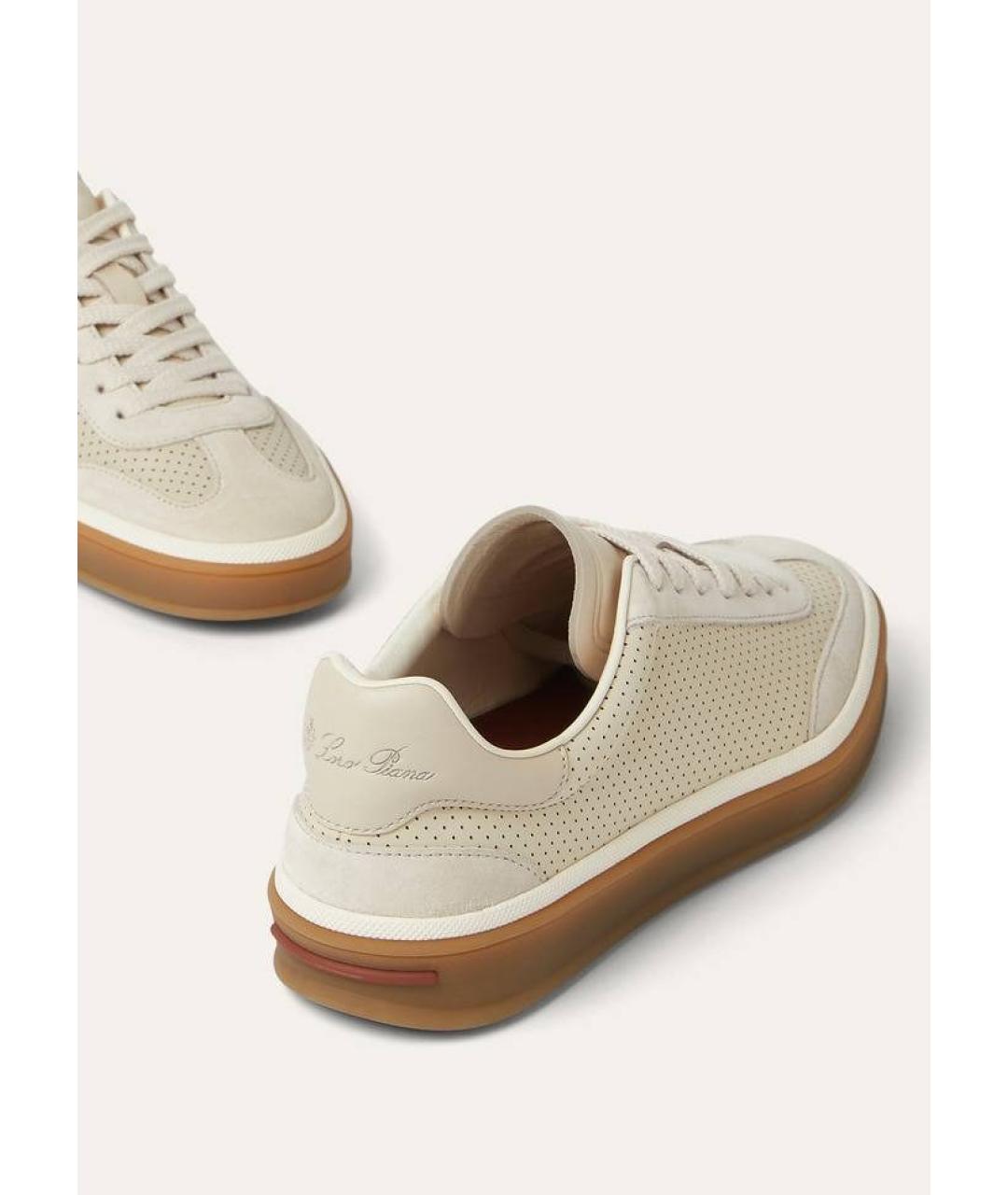 LORO PIANA Бежевые кожаные кеды, фото 6