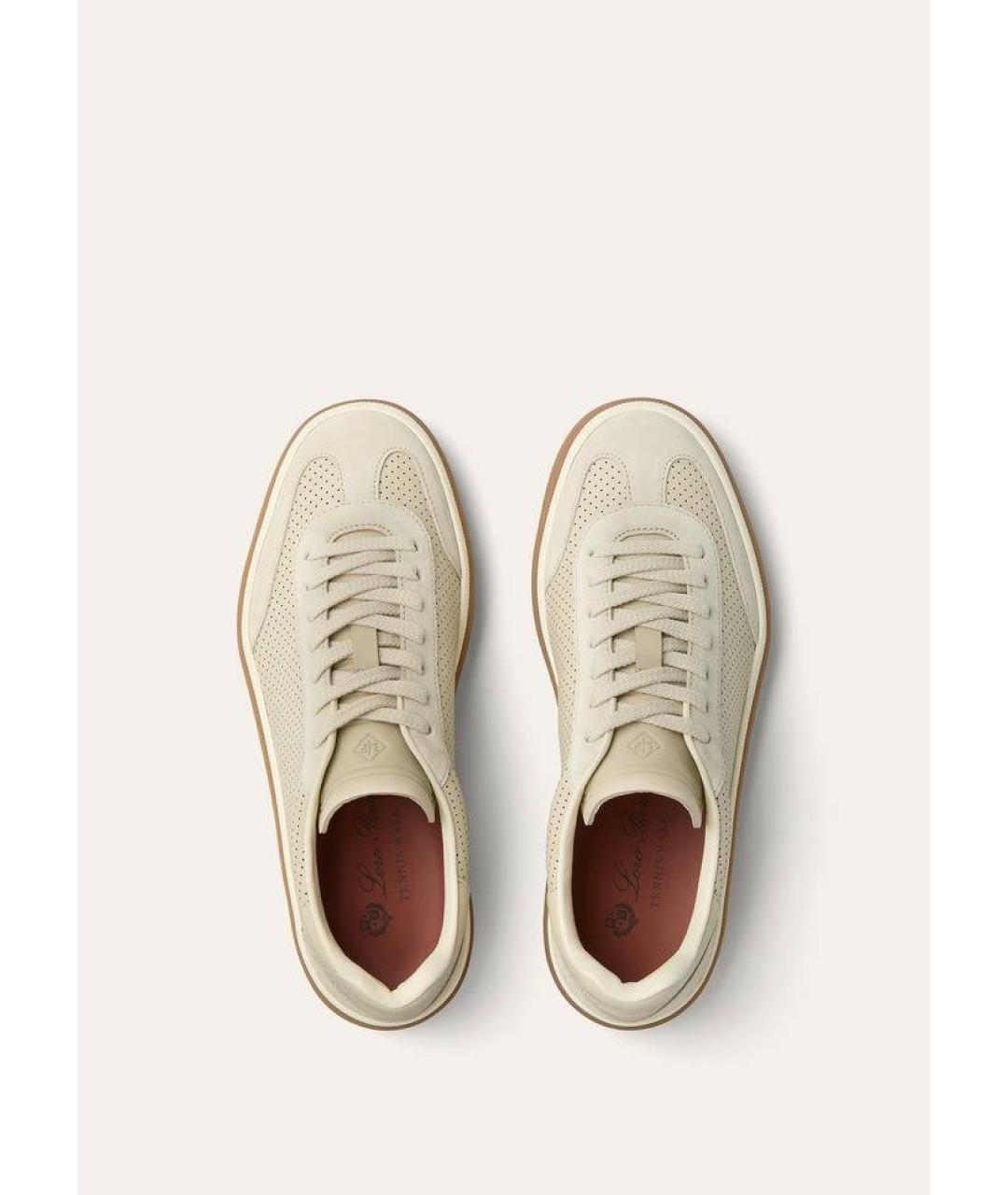 LORO PIANA Бежевые кожаные кеды, фото 2