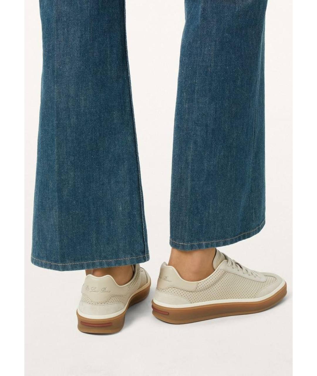 LORO PIANA Бежевые кожаные кеды, фото 4