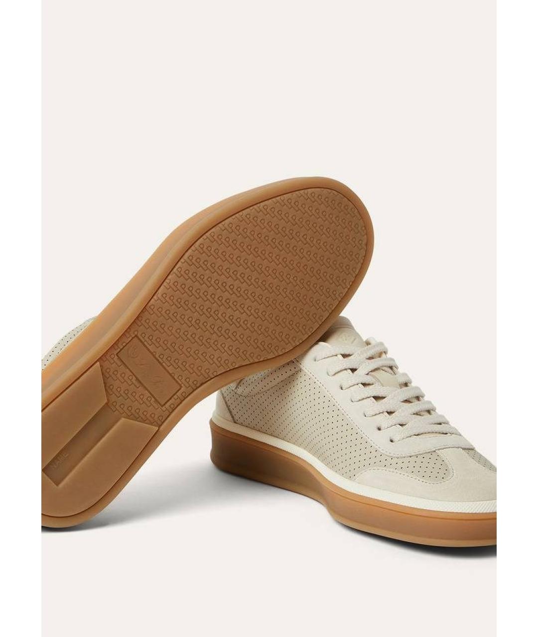 LORO PIANA Бежевые кожаные кеды, фото 5