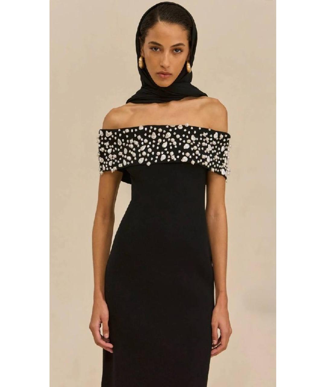 CULT GAIA Черное велюровое вечернее платье, фото 3