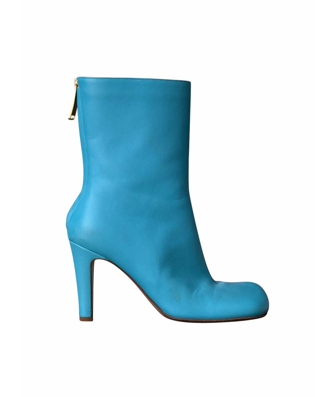 BOTTEGA VENETA Голубые кожаные ботильоны, фото 1