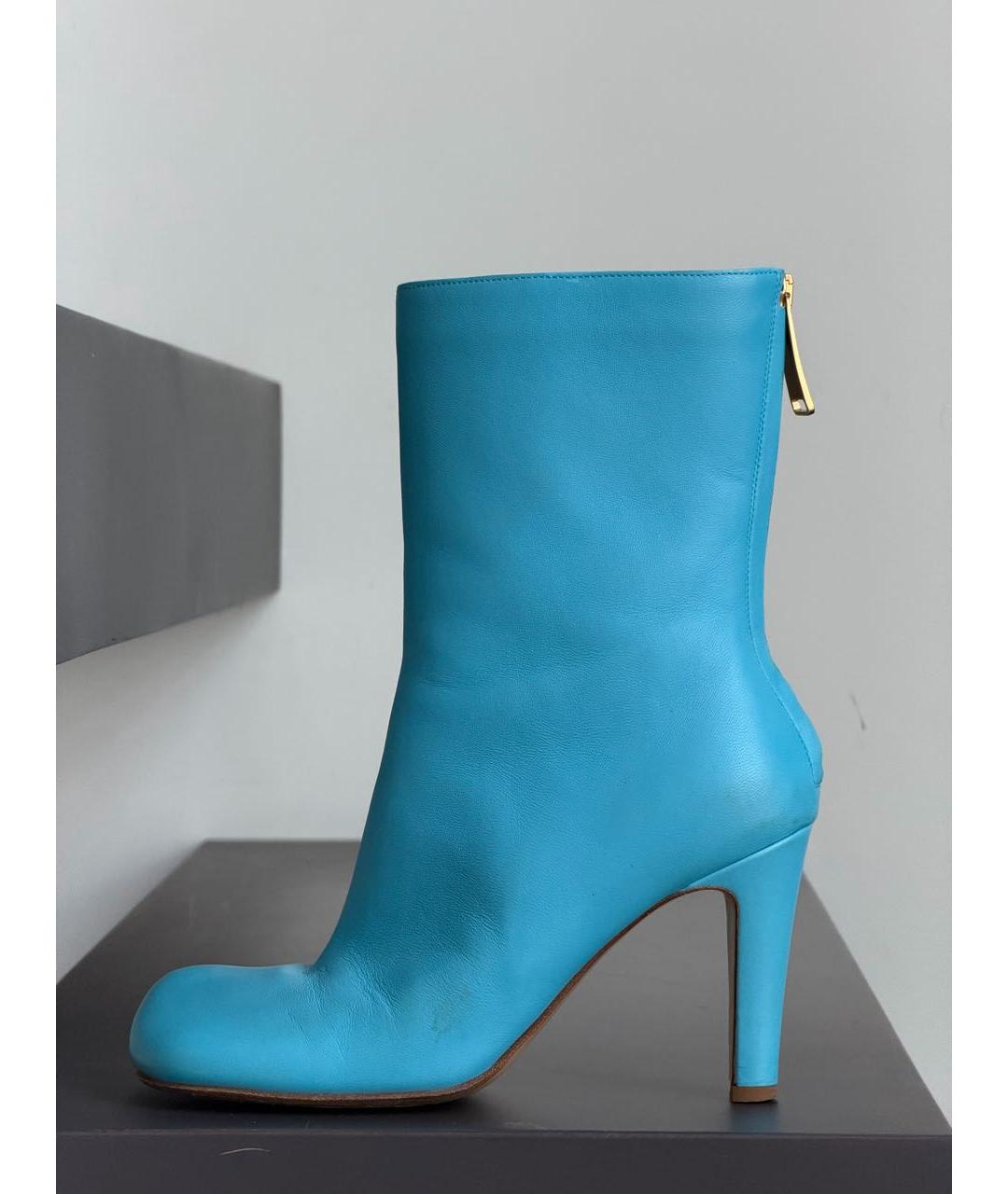 BOTTEGA VENETA Голубые кожаные ботильоны, фото 5