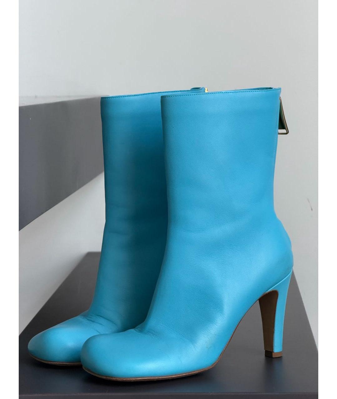 BOTTEGA VENETA Голубые кожаные ботильоны, фото 2