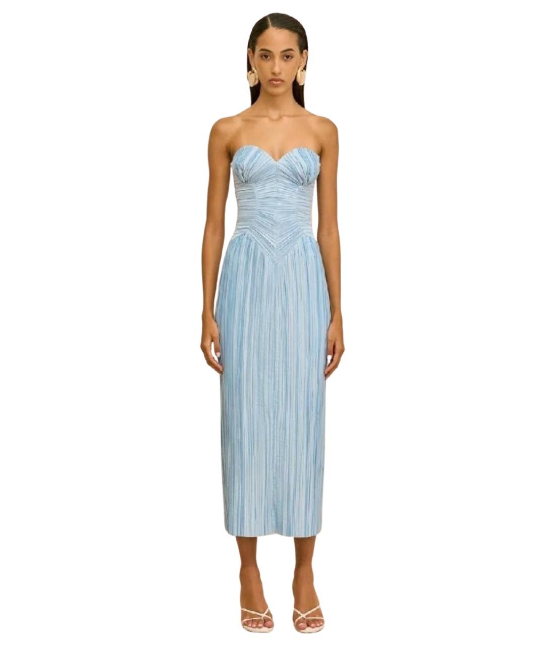 CULT GAIA Голубое шелковое коктейльное платье, фото 1