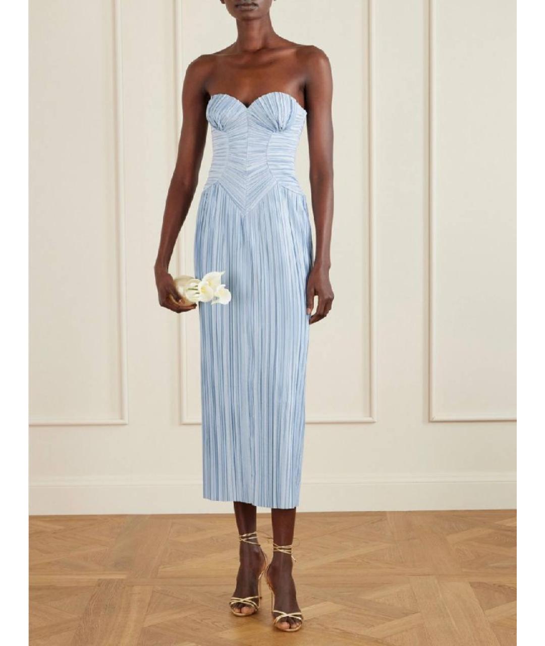 CULT GAIA Голубое шелковое коктейльное платье, фото 2