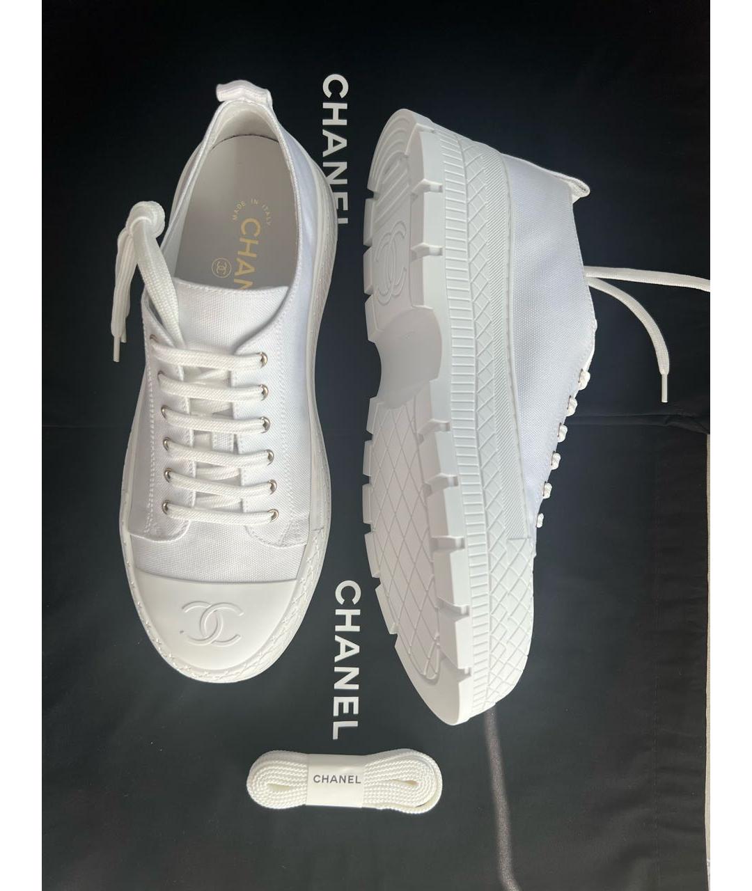 CHANEL Белые текстильные кеды, фото 5